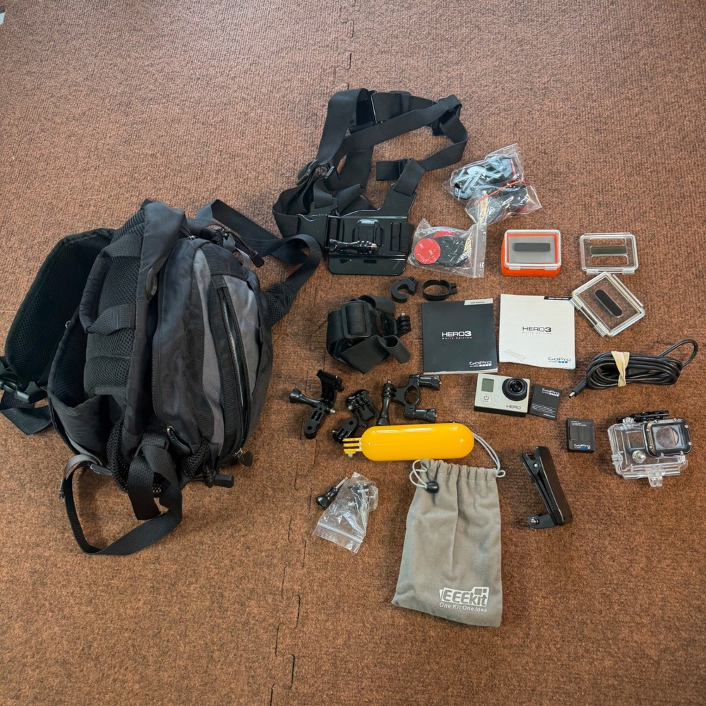 GoPro Hero3 White Edition Bundle CHDHE-301 with Backpack and EEEKit Accessories